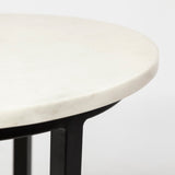Bombola I (Small) 15L x 15W White Round Marble Top W/Black Metal Frame Accent Table by Mercana at Eve Furniture