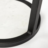 Bombola I (Small) 15L x 15W White Round Marble Top W/Black Metal Frame Accent Table by Mercana at Eve Furniture