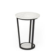 Bombola I (Small) 15L x 15W White Round Marble Top W/Black Metal Frame Accent Table by Mercana at Eve Furniture