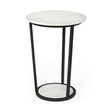 Bombola II (Large) 18L x 18W White Round Marble Top W/Black Metal Frame Accent Table by Mercana at Eve Furniture