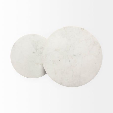 Bombola II (Large) White Round Marble Top W/Black Metal Frame Accent Table by Mercana at Eve Furniture