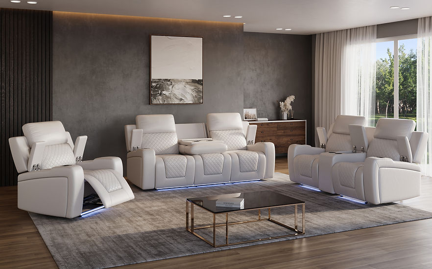 Bomer White Power Reclining Living Room Set [Special Price] by New Era Innovations at Eve Furniture