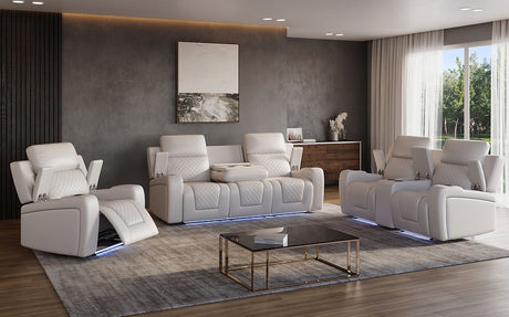 Bomer White Power Reclining Living Room Set [Special Price] by New Era Innovations at Eve Furniture