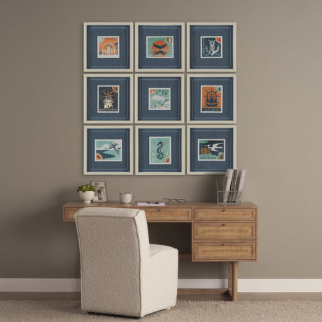 Bon Voyage (Set of 9) by Mercana Studio a Hand Embellished Framed Art Print Matted under Glass by Mercana at Eve Furniture