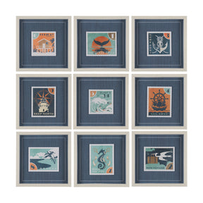 Bon Voyage (Set of 9) by Mercana Studio a Hand Embellished Framed Art Print Matted under Glass by Mercana at Eve Furniture