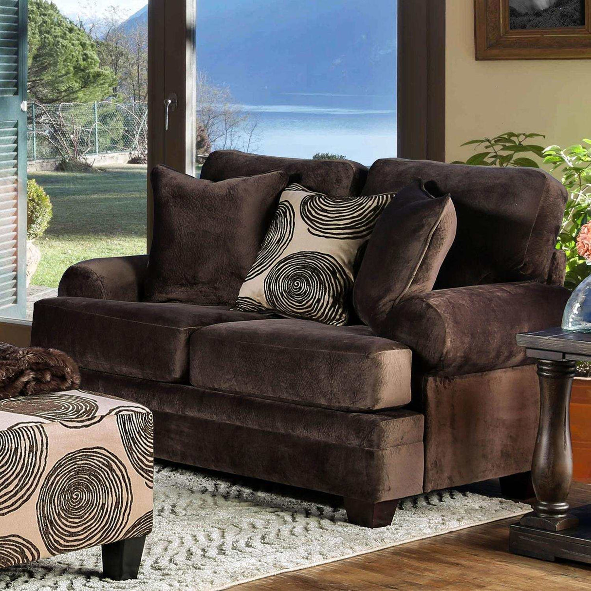 Bonaventura Brown Stationary Sofa & Loveseat by Furniture of America at Eve Furniture