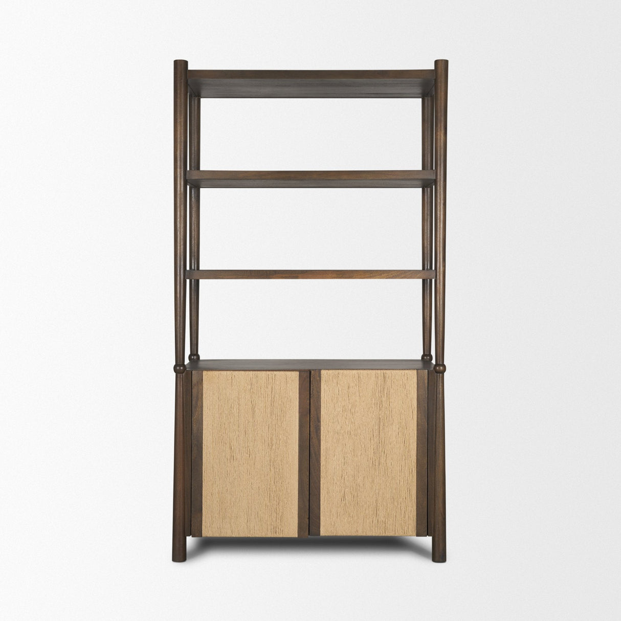 Bondi 2 Door Open Dark Brown Wood w/ Paper Rope Shelving Unit by Mercana at Eve Furniture
