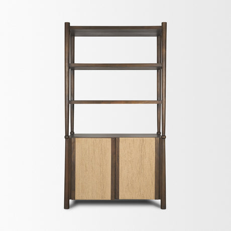 Bondi 2 Door Open Dark Brown Wood w/ Paper Rope Shelving Unit by Mercana at Eve Furniture