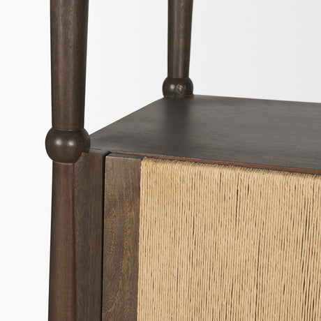 Bondi 2 Door Open Dark Brown Wood w/ Paper Rope Shelving Unit by Mercana at Eve Furniture