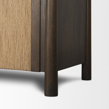 Bondi 2 Door Open Dark Brown Wood w/ Paper Rope Shelving Unit by Mercana at Eve Furniture
