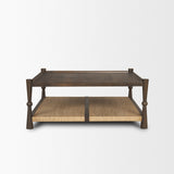 Bondi 42" Dark Brown Wood w/ Paper Rope Shelf Square Coffee Table by Mercana at Eve Furniture