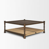 Bondi 42" Dark Brown Wood w/ Paper Rope Shelf Square Coffee Table by Mercana at Eve Furniture