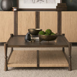 Bondi 42" Dark Brown Wood w/ Paper Rope Shelf Square Coffee Table by Mercana at Eve Furniture