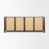 Bondi Dark Brown Wood w/ Paper Rope 4 Door Closed Sideboard by Mercana at Eve Furniture