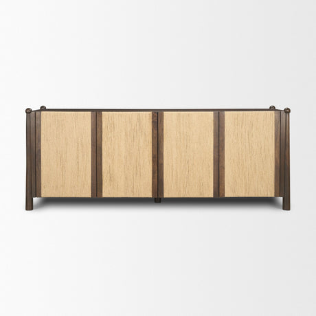 Bondi Dark Brown Wood w/ Paper Rope 4 Door Closed Sideboard by Mercana at Eve Furniture