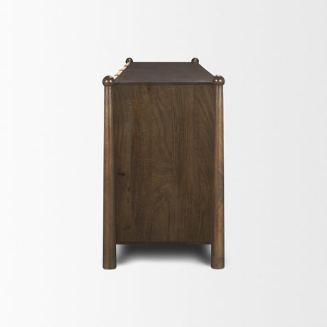 Bondi Dark Brown Wood w/ Paper Rope 4 Door Closed Sideboard by Mercana at Eve Furniture