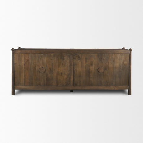 Bondi Dark Brown Wood w/ Paper Rope 4 Door Closed Sideboard by Mercana at Eve Furniture