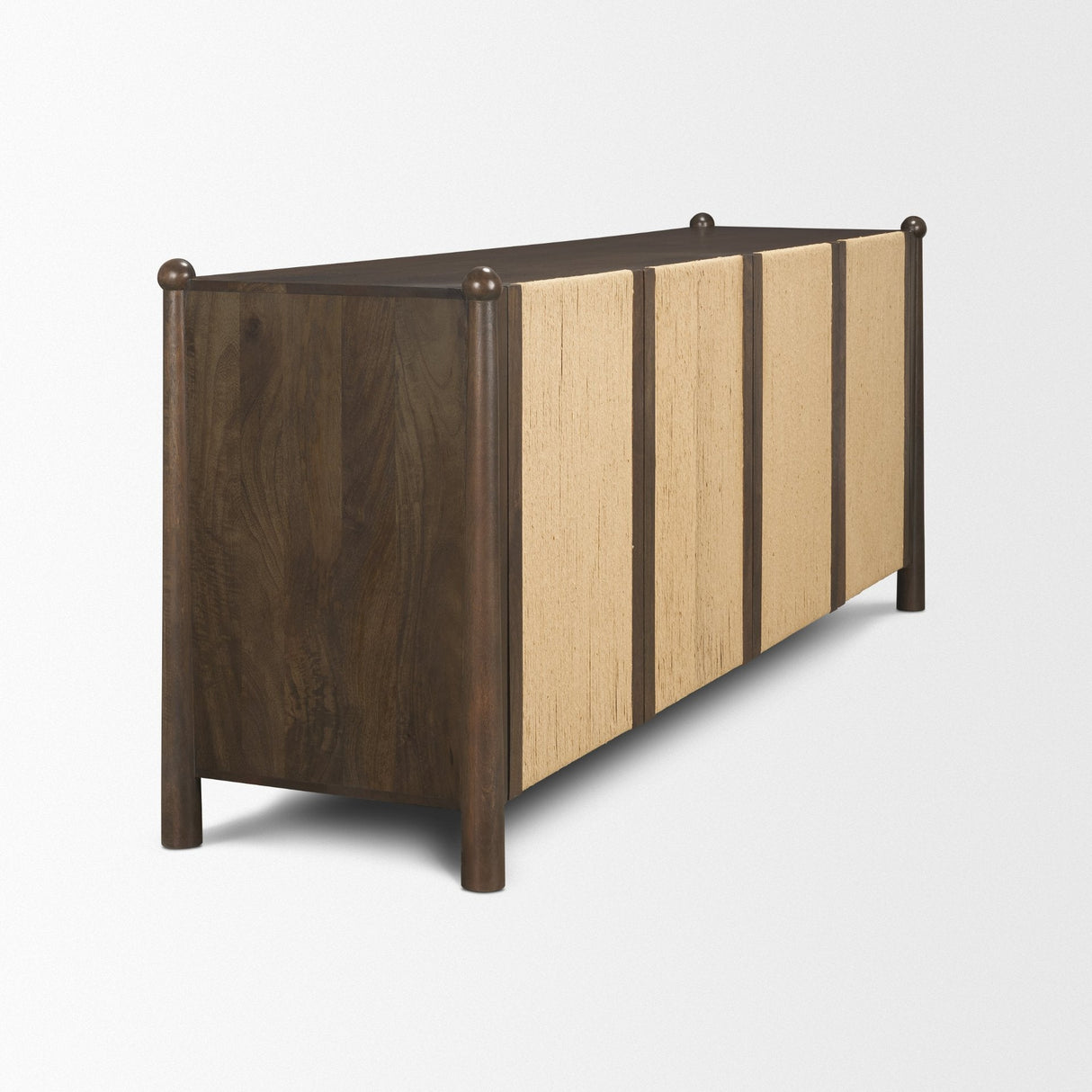 Bondi Dark Brown Wood w/ Paper Rope 4 Door Closed Sideboard by Mercana at Eve Furniture