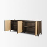 Bondi Dark Brown Wood w/ Paper Rope 4 Door Closed Sideboard by Mercana at Eve Furniture