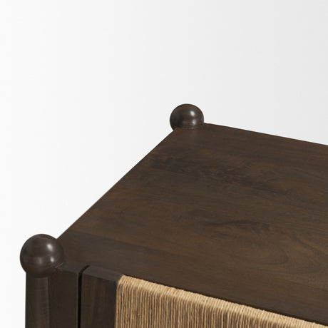 Bondi Dark Brown Wood w/ Paper Rope 4 Door Closed Sideboard by Mercana at Eve Furniture