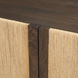Bondi Dark Brown Wood w/ Paper Rope 4 Door Closed Sideboard by Mercana at Eve Furniture