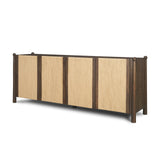 Bondi Dark Brown Wood w/ Paper Rope 4 Door Closed Sideboard by Mercana at Eve Furniture