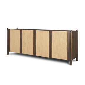 Bondi Dark Brown Wood w/ Paper Rope 4 Door Closed Sideboard by Mercana at Eve Furniture