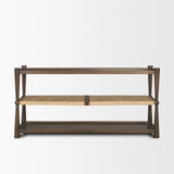 Bondi Dark Brown Wood w/ Paper Rope Shelf Console Table by Mercana at Eve Furniture