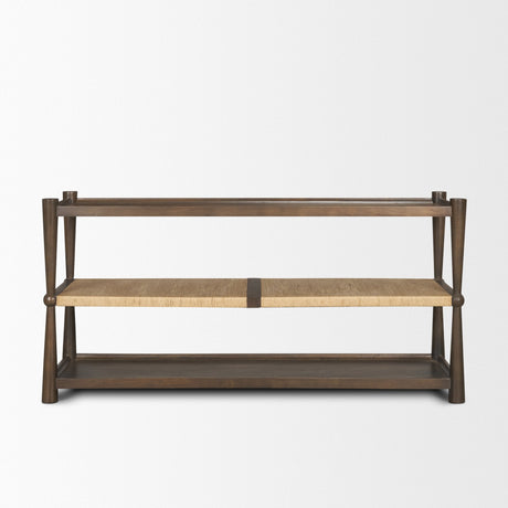 Bondi Dark Brown Wood w/ Paper Rope Shelf Console Table by Mercana at Eve Furniture