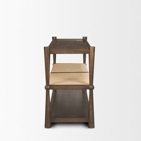 Bondi Dark Brown Wood w/ Paper Rope Shelf Console Table by Mercana at Eve Furniture