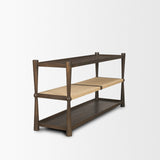 Bondi Dark Brown Wood w/ Paper Rope Shelf Console Table by Mercana at Eve Furniture