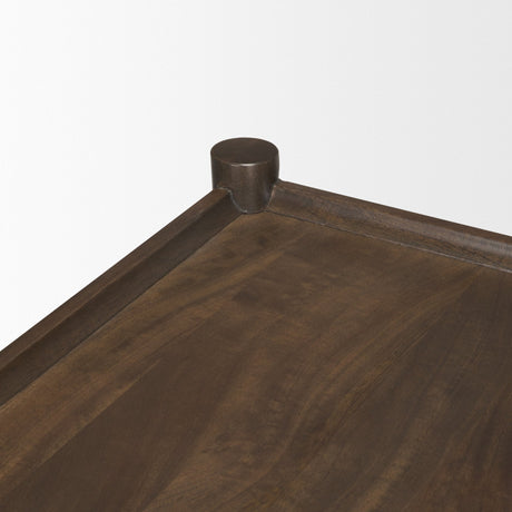 Bondi Dark Brown Wood w/ Paper Rope Shelf Console Table by Mercana at Eve Furniture