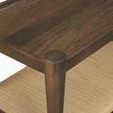 Bondi Dark Brown Wood w/ Paper Rope Shelf Console Table by Mercana at Eve Furniture