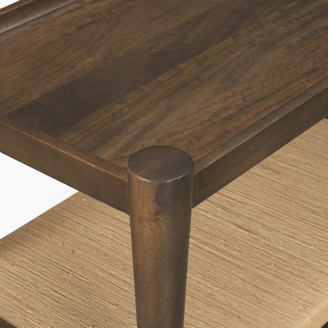 Bondi Dark Brown Wood w/ Paper Rope Shelf Console Table by Mercana at Eve Furniture