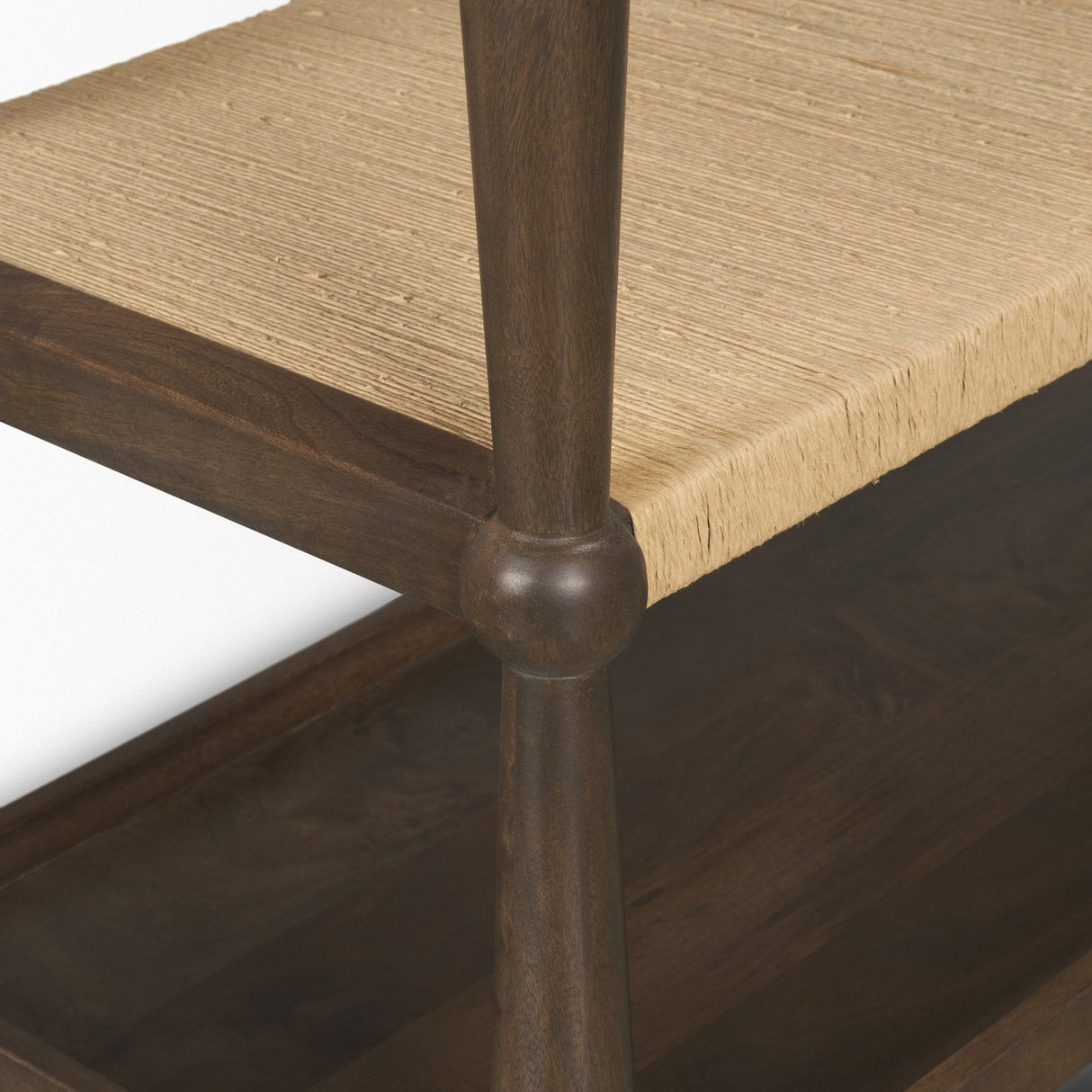 Bondi Dark Brown Wood w/ Paper Rope Shelf Console Table by Mercana at Eve Furniture