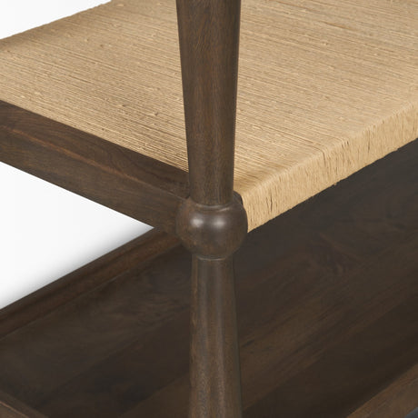 Bondi Dark Brown Wood w/ Paper Rope Shelf Console Table by Mercana at Eve Furniture