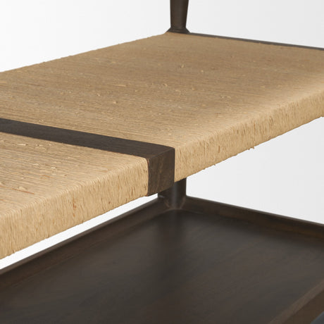 Bondi Dark Brown Wood w/ Paper Rope Shelf Console Table by Mercana at Eve Furniture