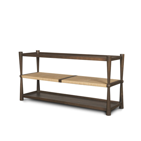 Bondi Dark Brown Wood w/ Paper Rope Shelf Console Table by Mercana at Eve Furniture