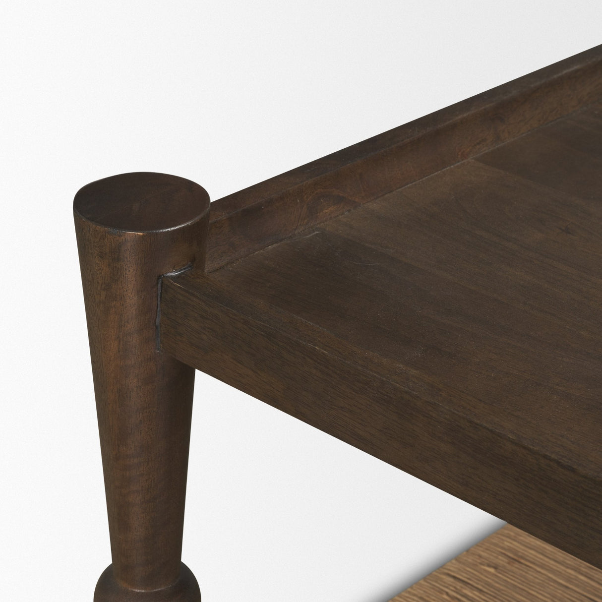 Bondi Dark Brown Wood w/ Paper Rope Shelf Square Coffee Table by Mercana at Eve Furniture