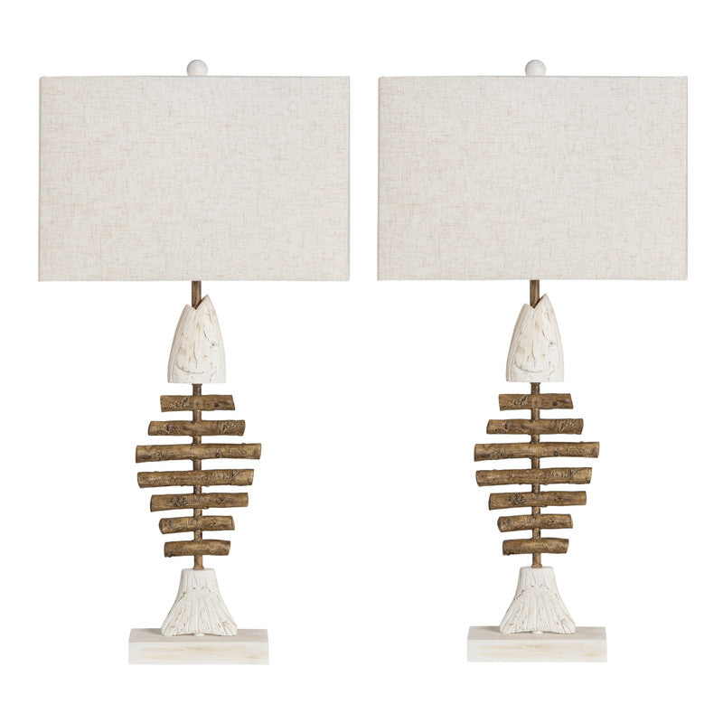 Bones White/Neutral Table Lamp (Set of 2) by Crestview at Eve Furniture