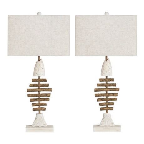 Bones White/Neutral Table Lamp (Set of 2) by Crestview at Eve Furniture