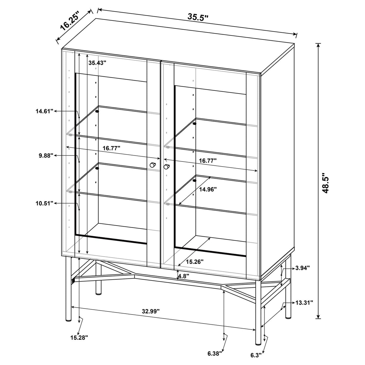 Bonilla 2-Door Accent Cabinet with Glass Shelves