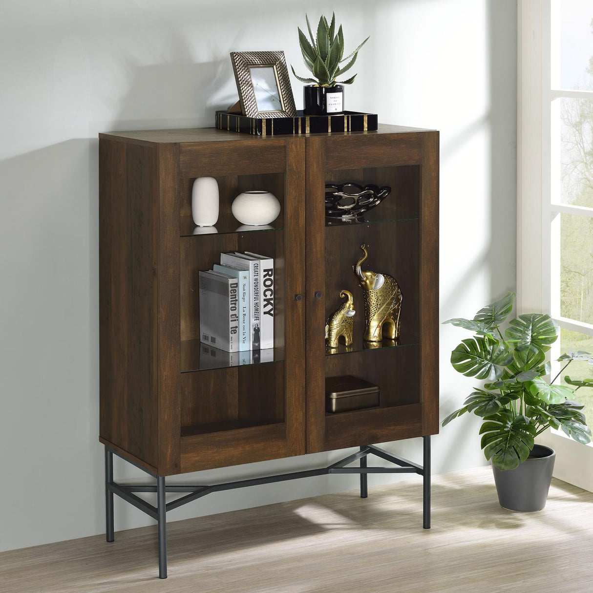 Bonilla 2-Door Accent Cabinet with Glass Shelves