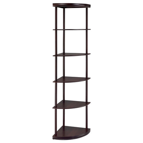 Bonwick Cappuccino 5-Shelf Corner Bookshelf by Coaster at Eve Furniture