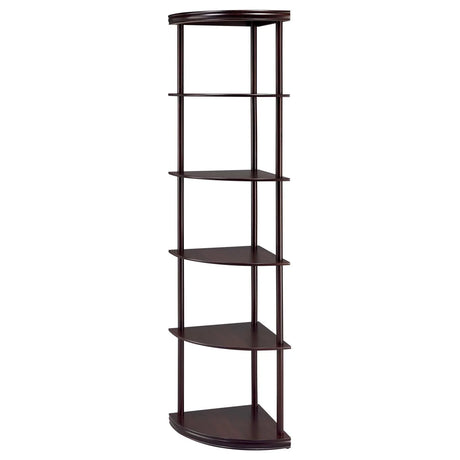 Bonwick Cappuccino 5-Shelf Corner Bookshelf by Coaster at Eve Furniture