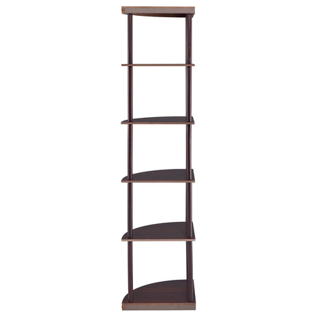 Bonwick Cappuccino 5-Shelf Corner Bookshelf by Coaster at Eve Furniture