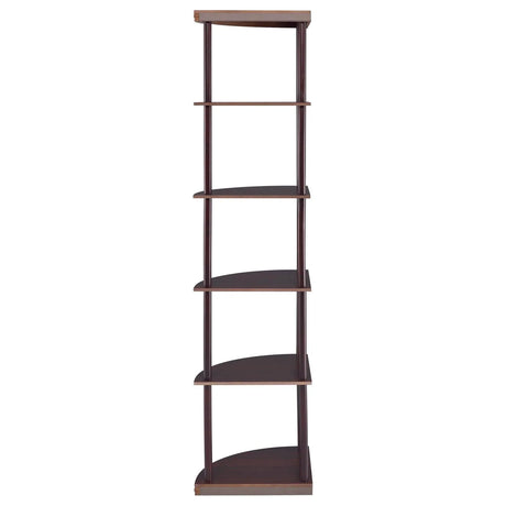 Bonwick Cappuccino 5-Shelf Corner Bookshelf by Coaster at Eve Furniture