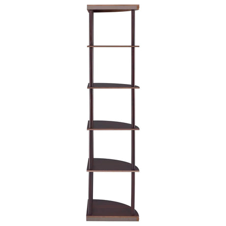 Bonwick Cappuccino 5-Shelf Corner Bookshelf by Coaster at Eve Furniture