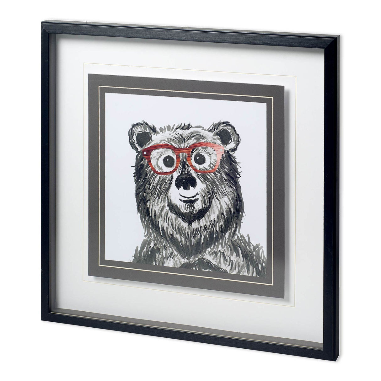 Bookish Bear by Bella Dos Santos a Hand Embellished Textured Framed Art Print Matted under Glass by Mercana at Eve Furniture