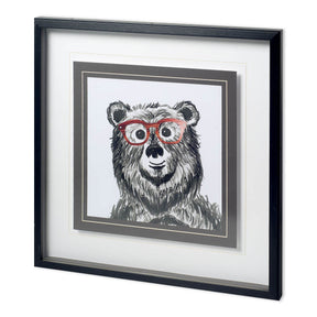 Bookish Bear by Bella Dos Santos a Hand Embellished Textured Framed Art Print Matted under Glass by Mercana at Eve Furniture